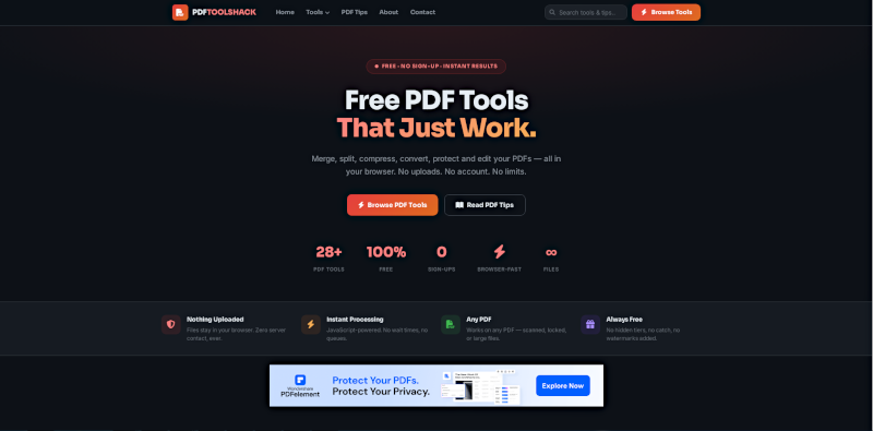 PDFToolShack.com screenshot
